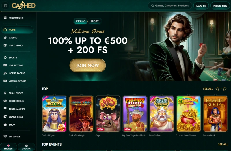cashed home page